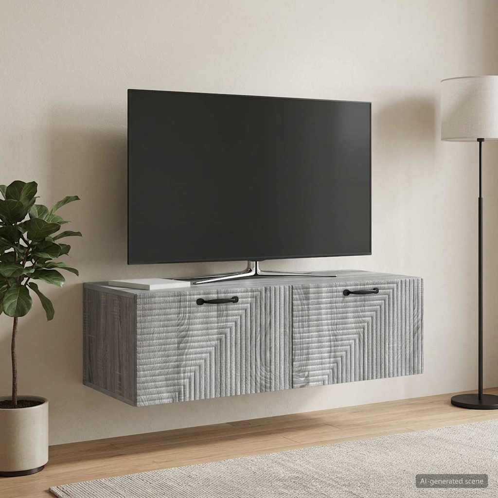 Væghængt TV-skab 98 x 41 x 30 cm Grå sonoma-eg Konstrueret træ