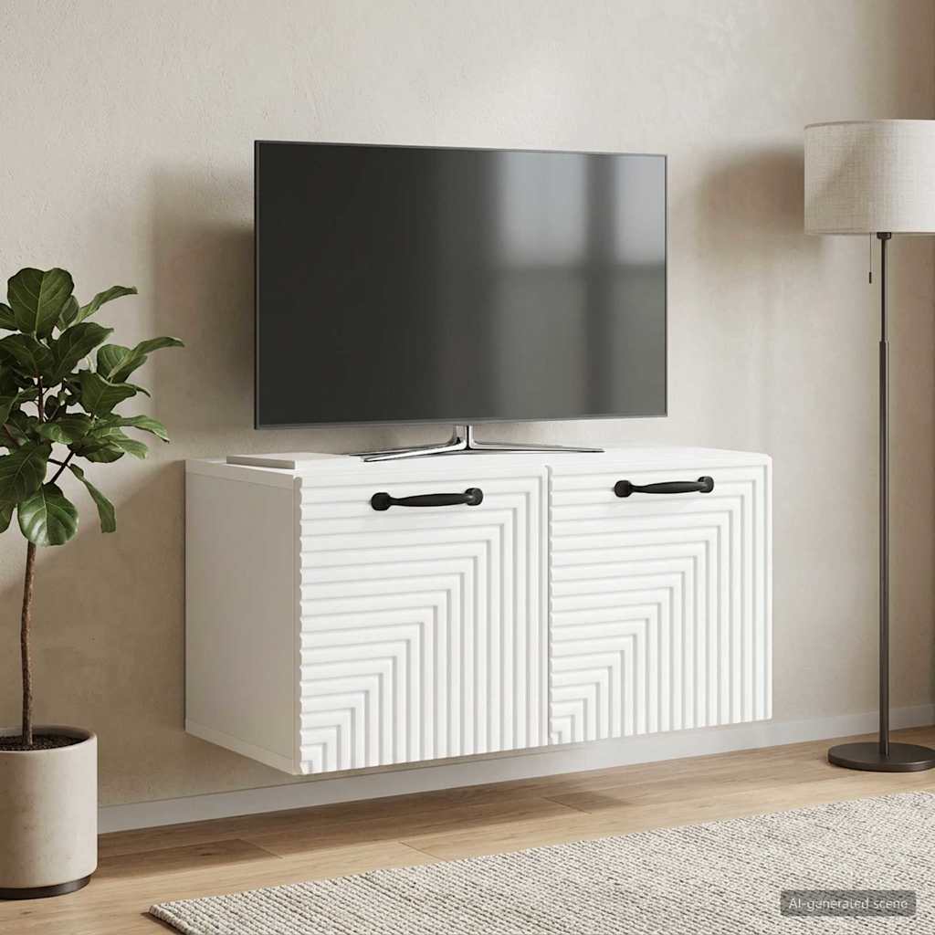 Væghængt TV-skab Hvid 59,5 x 31 x 30 cm Konstrueret træ