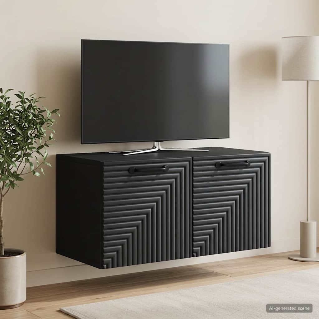 Væghængt TV-skab Sort 59,5 x 31 x 30 cm Konstrueret træ