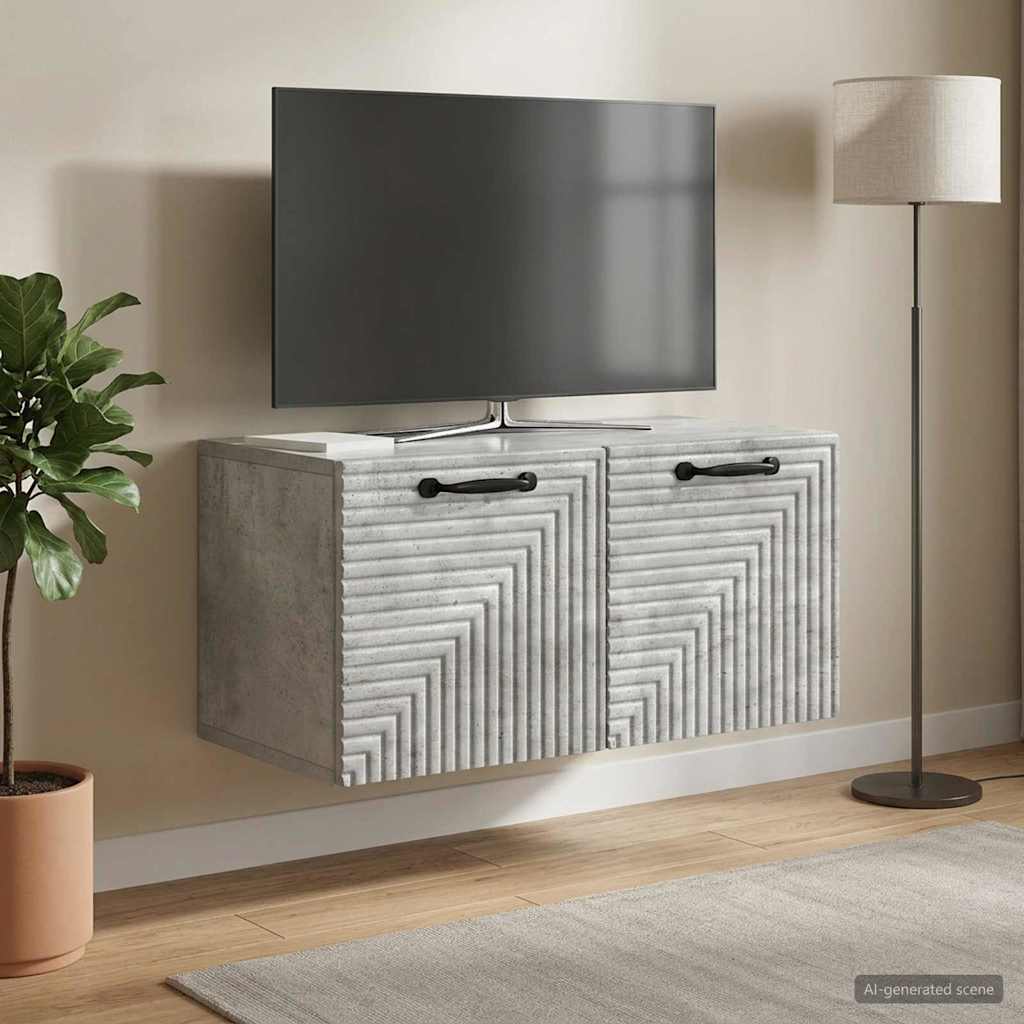 Væghængt TV-skab Betongrå 59,5 x 31 x 30 cm Konstrueret træ
