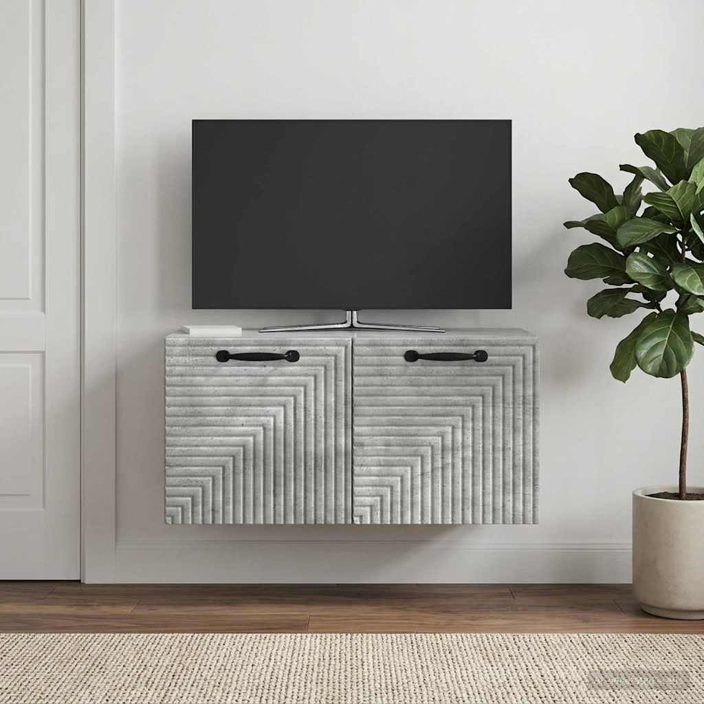 Væghængt TV-skab Betongrå 59,5 x 31 x 30 cm Konstrueret træ