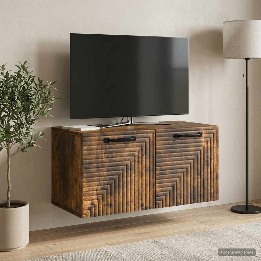 Væghængt TV-skab Røget eg 59,5 x 31 x 30 cm Konstrueret træ