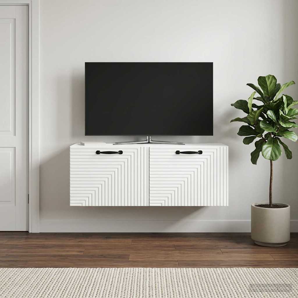 Væghængt TV-skab Hvid 78,5 x 31 x 30 cm Konstrueret træ