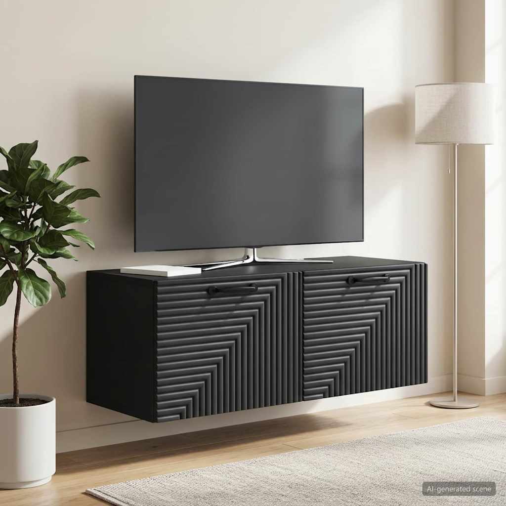Væghængt TV-skab Sort 78,5 x 31 x 30 cm Konstrueret træ