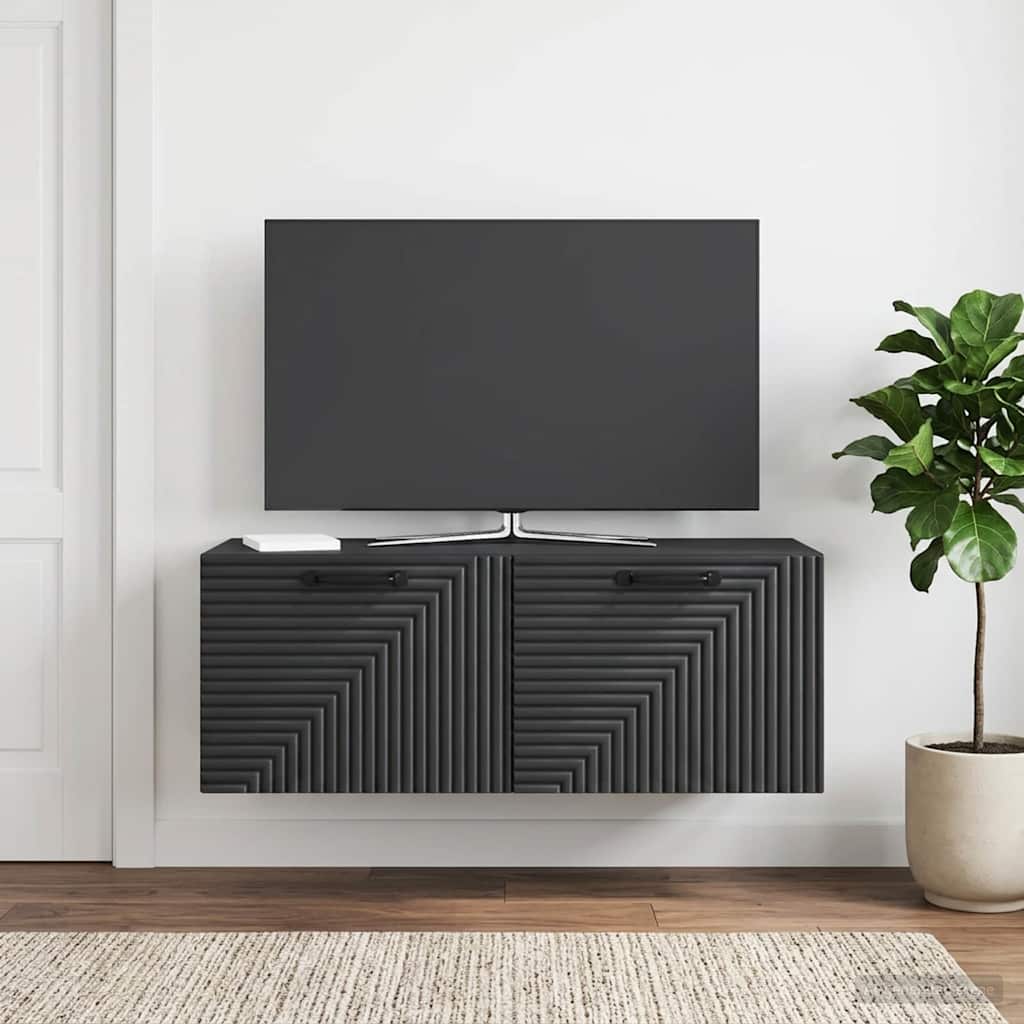 Væghængt TV-skab Sort 78,5 x 31 x 30 cm Konstrueret træ