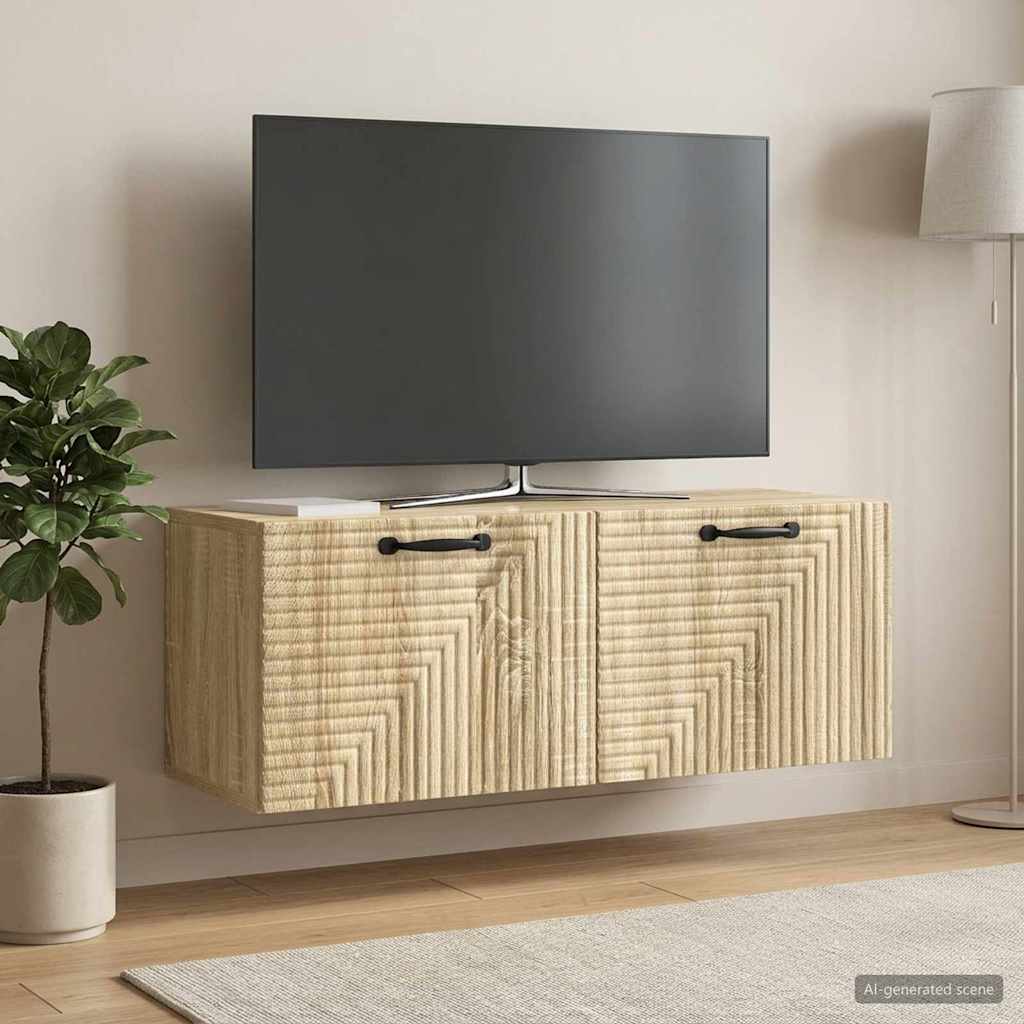 Væghængt TV-skab Sonoma-eg 78,5 x 31 x 30 cm Konstrueret træ
