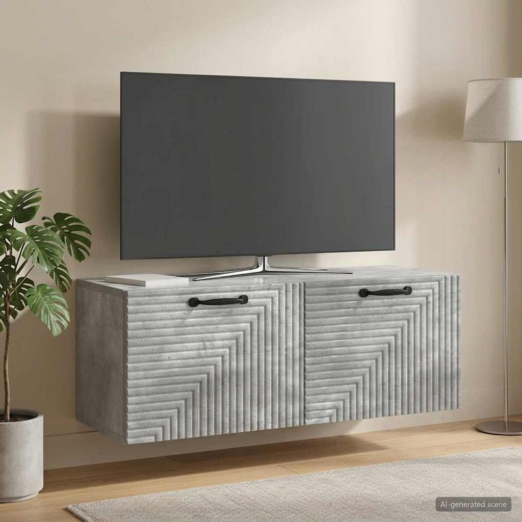 Væghængt TV-skab Betongrå 78,5 x 31 x 30 cm Konstrueret træ