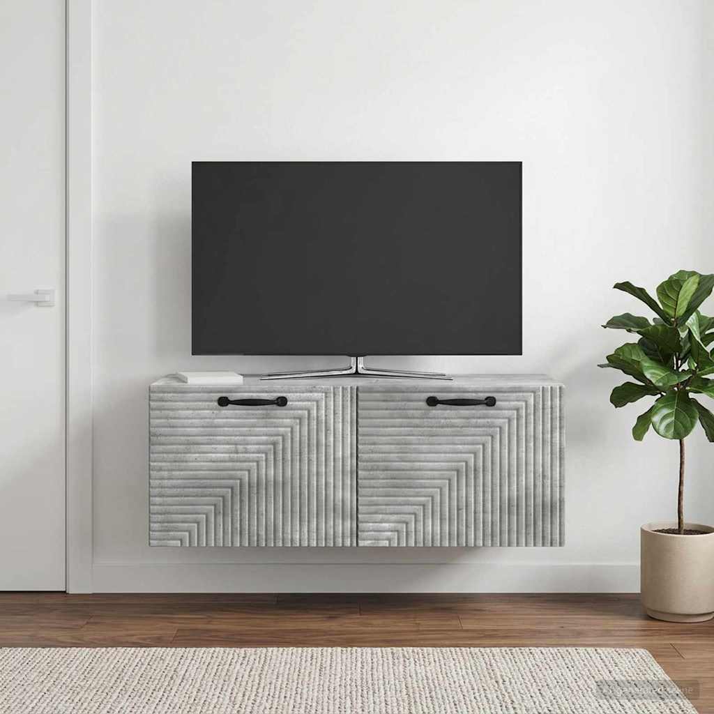 Væghængt TV-skab Betongrå 78,5 x 31 x 30 cm Konstrueret træ