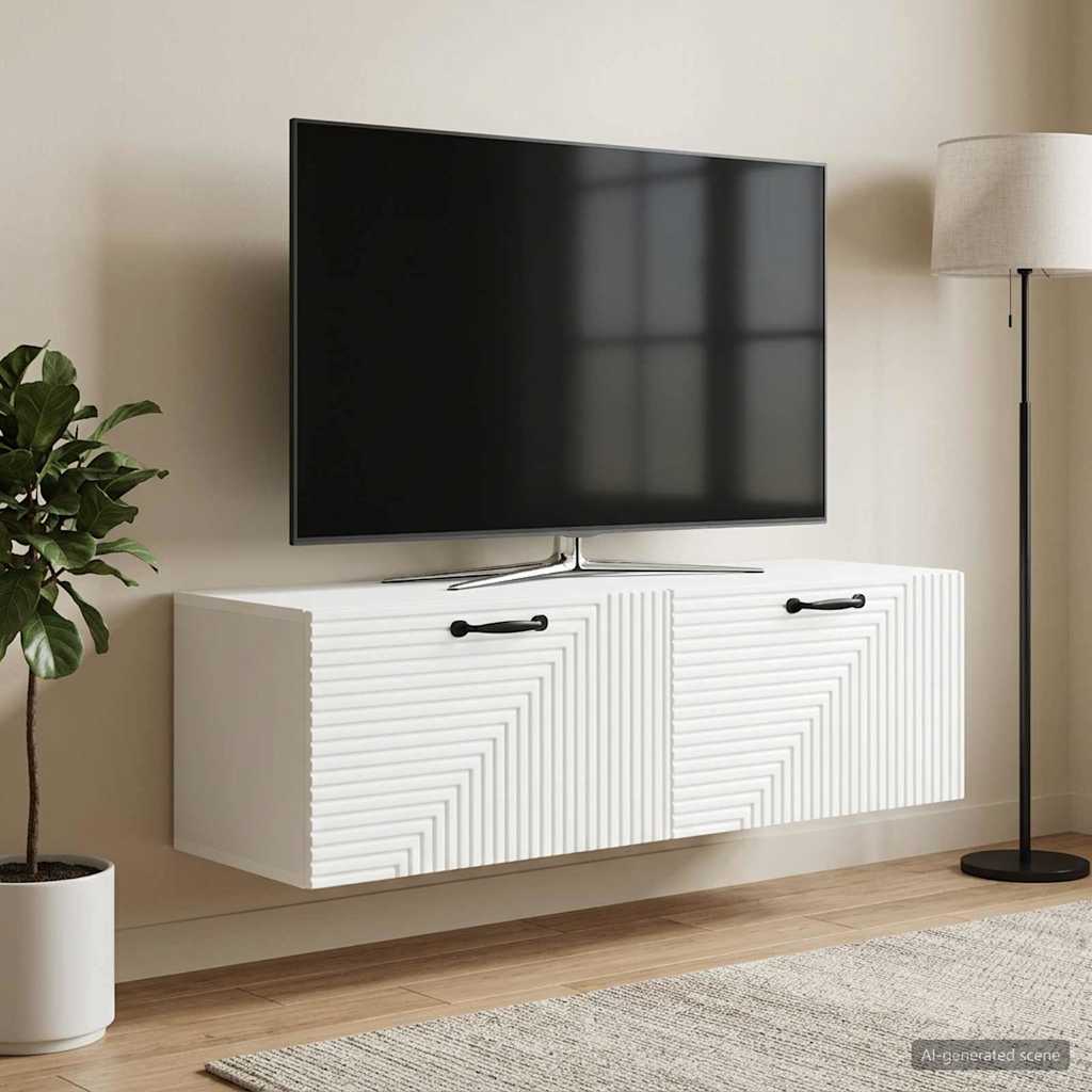Væghængt TV-skab Hvid 98 x 31 x 30 cm Konstrueret træ