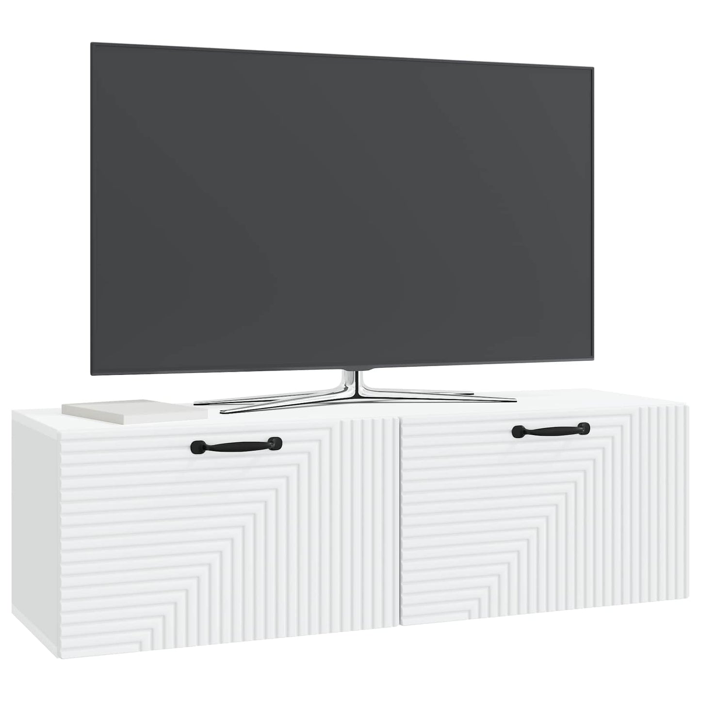 Væghængt TV-skab Hvid 98 x 31 x 30 cm Konstrueret træ