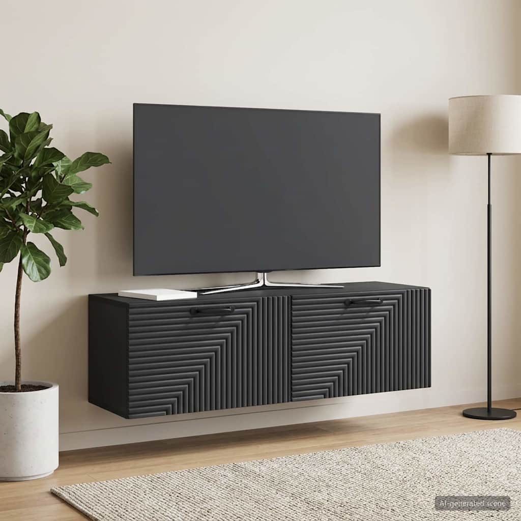 Væghængt TV-skab Sort 98 x 31 x 30 cm Konstrueret træ