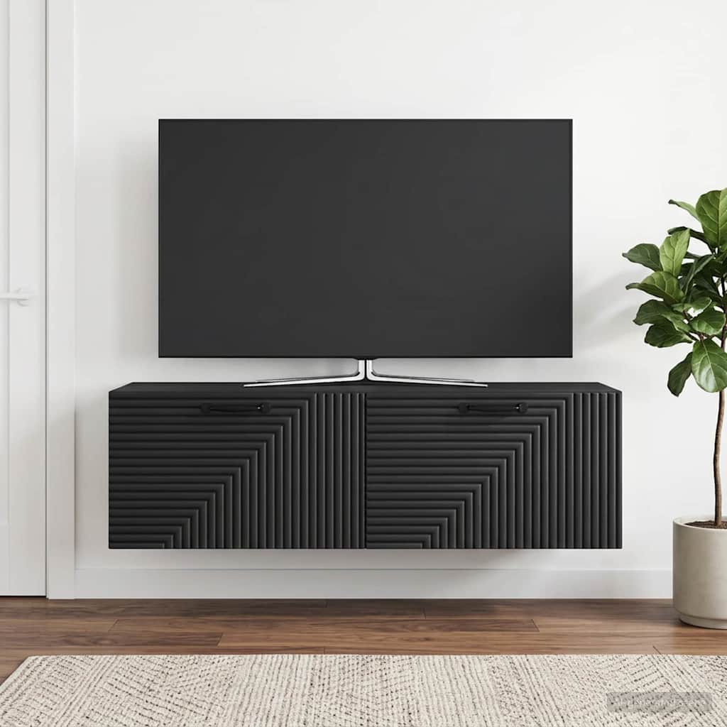 Væghængt TV-skab Sort 98 x 31 x 30 cm Konstrueret træ
