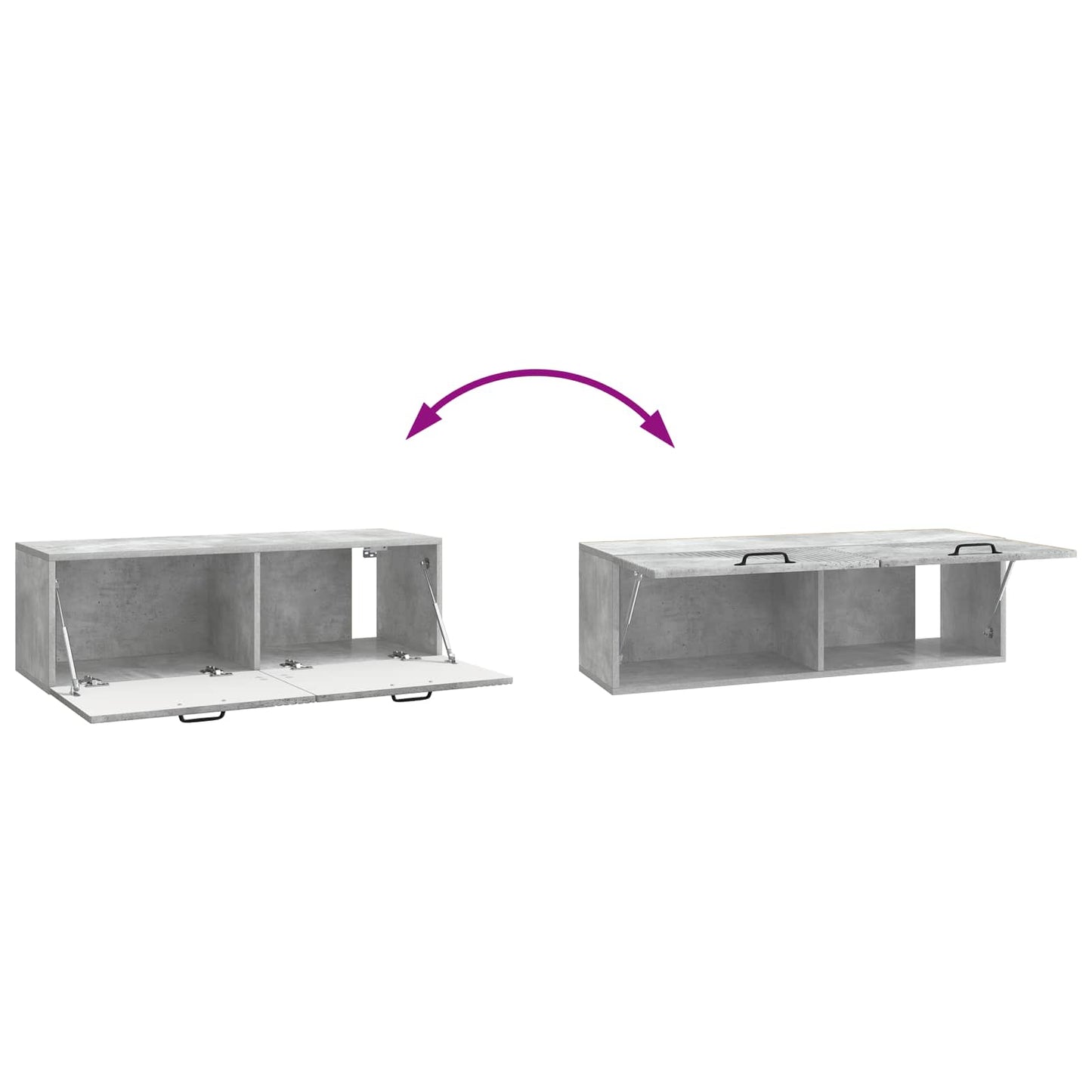 Væghængt TV-skab Betongrå 98 x 31 x 30 cm Konstrueret træ