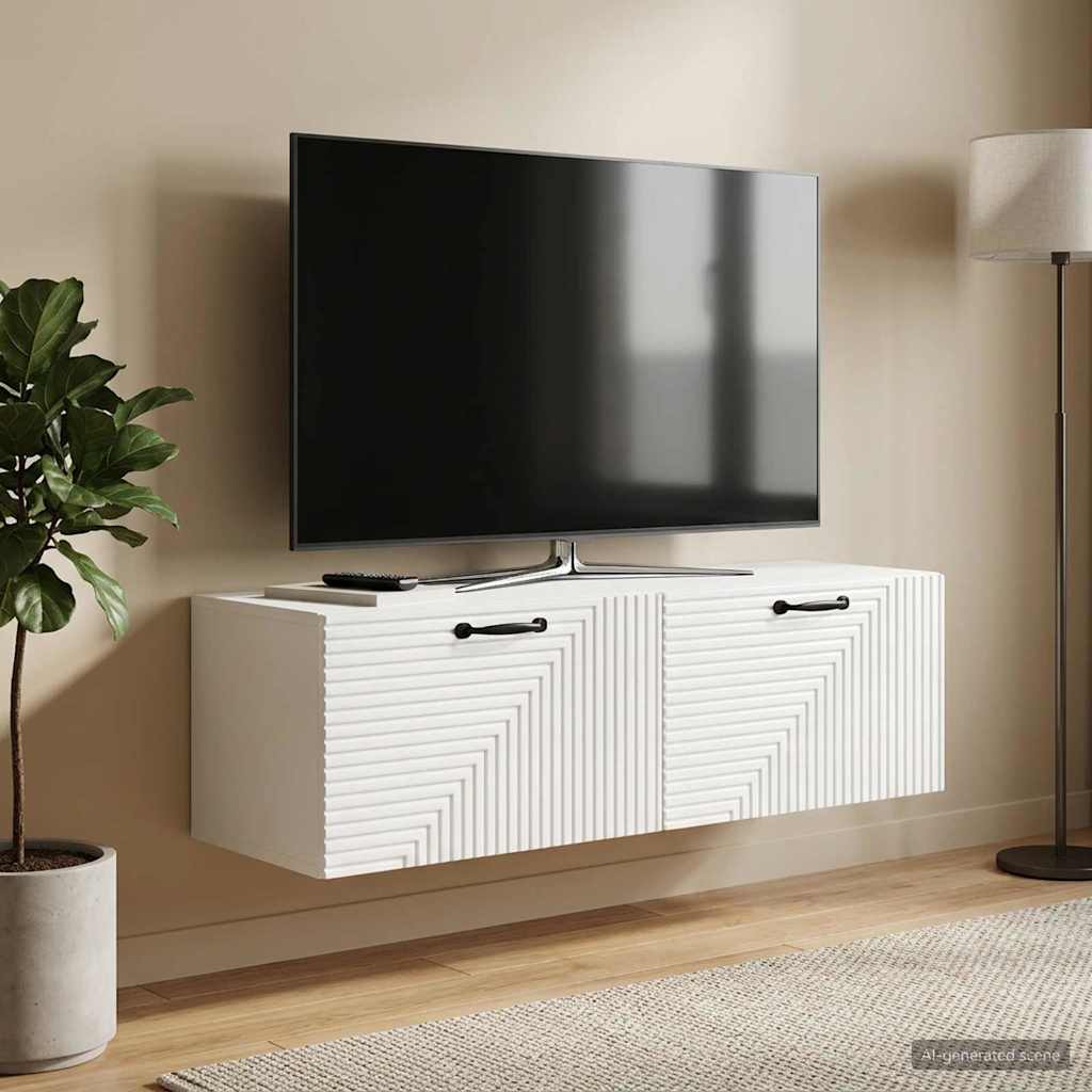 Væghængt TV-skab Hvid højglans 98 x 31 x 30 cm Konstrueret træ