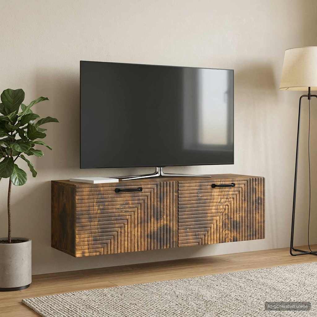 Væghængt TV-skab Røget eg 98 x 31 x 30 cm Konstrueret træ