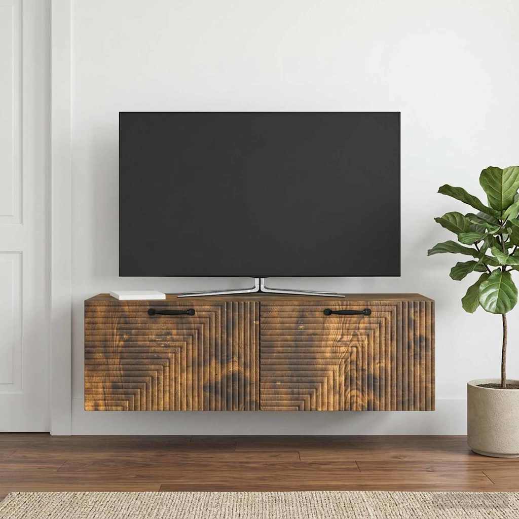 Væghængt TV-skab Røget eg 98 x 31 x 30 cm Konstrueret træ