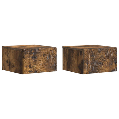 Væghængt Sideskab 2 pcs Røget eg 34,5 x 33 x 20 cm