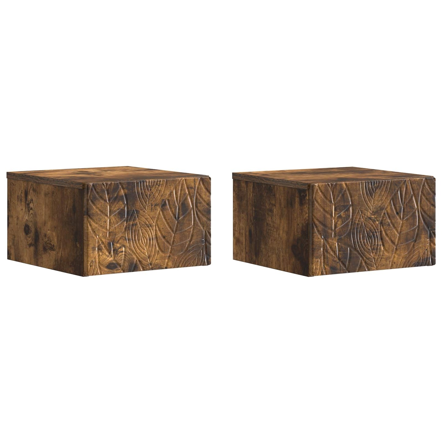 Væghængt Natbord 2 pcs Røget eg 49 x 34,5 x 20 cm