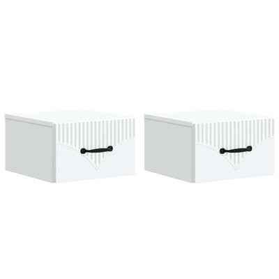 Væghængt Natbord 2 pcs Hvid 34,5 x 33 x 20 cm Konstrueret træ