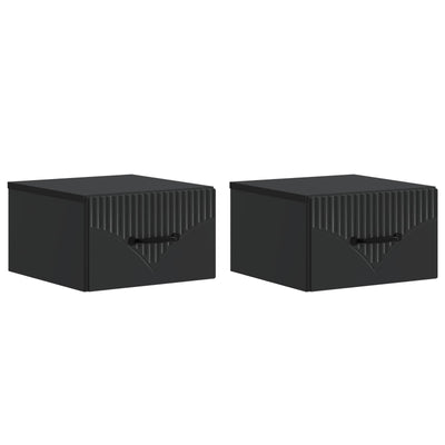 Væghængt Natbord 2 pcs Sort 34,5 x 33 x 20 cm Konstrueret træ