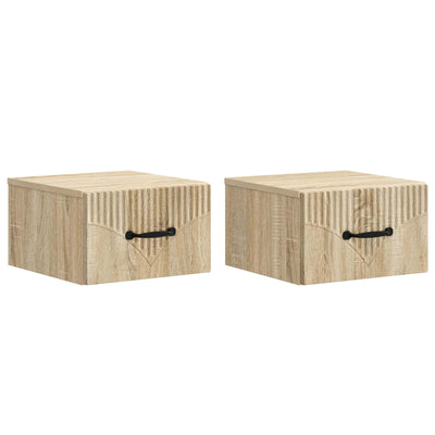 Væghængt Natbord med skuffe 2 pcs Sonoma-eg 34,5 x 33 x 20 cm