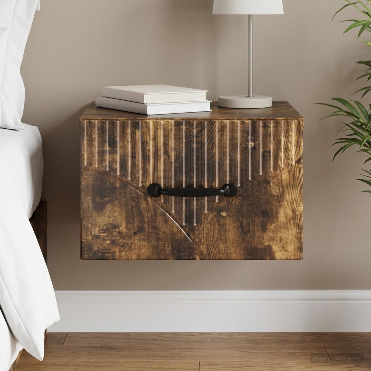 Væghængt Natbord Røget eg 34,5 x 33 x 20 cm Konstrueret træ