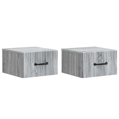 Væghængt Natbord 2 pcs Grå sonoma-eg 34,5 x 33 x 20 cm