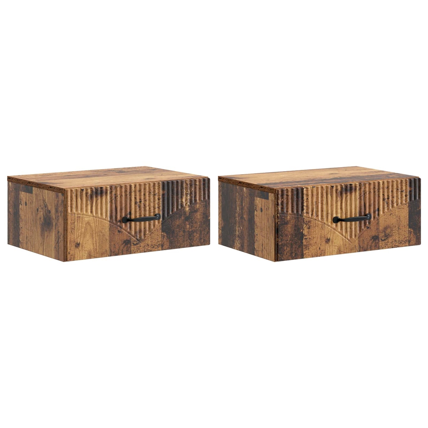 Væghængt Natbord med skuffe 2 pcs Gammelt træ 49 x 34,5 x 20 cm