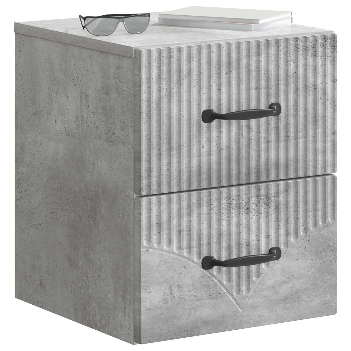 Væghængt Natbord Betongrå 34,5 x 33 x 40 cm Konstrueret træ