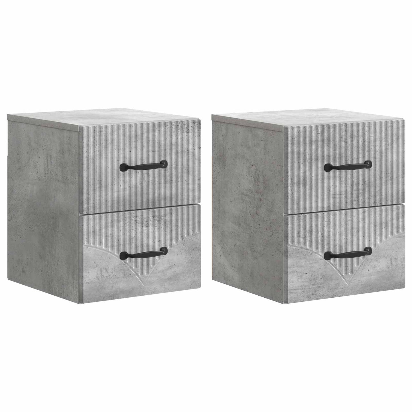 Væghængt Natbord med skuffe 2 pcs Betongrå 34,5 x 33 x 40 cm