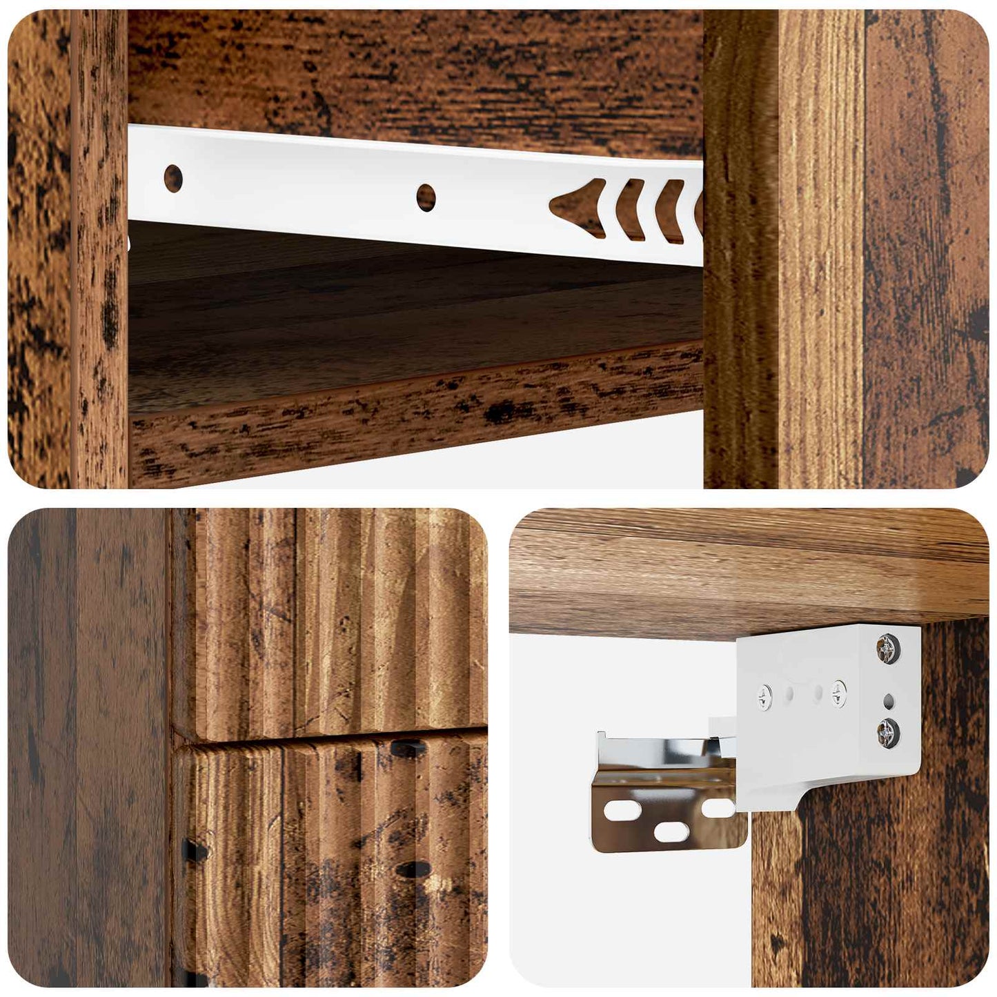 Væghængt Natbord med skuffe 2 pcs Gammelt træ 34,5 x 33 x 40 cm