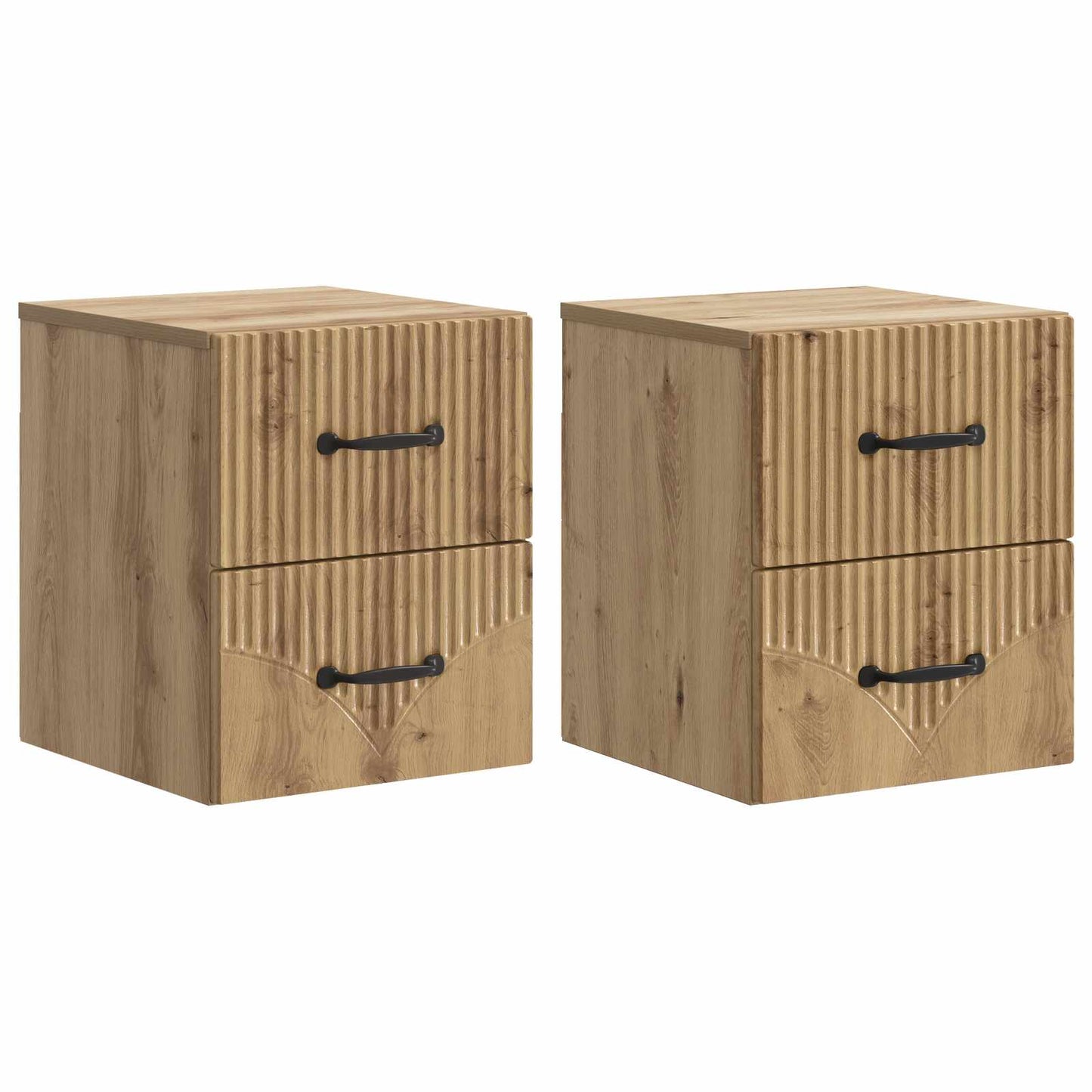 Væghængt Natbord med skuffe 2 pcs Artisan-eg 34,5 x 33 x 40 cm