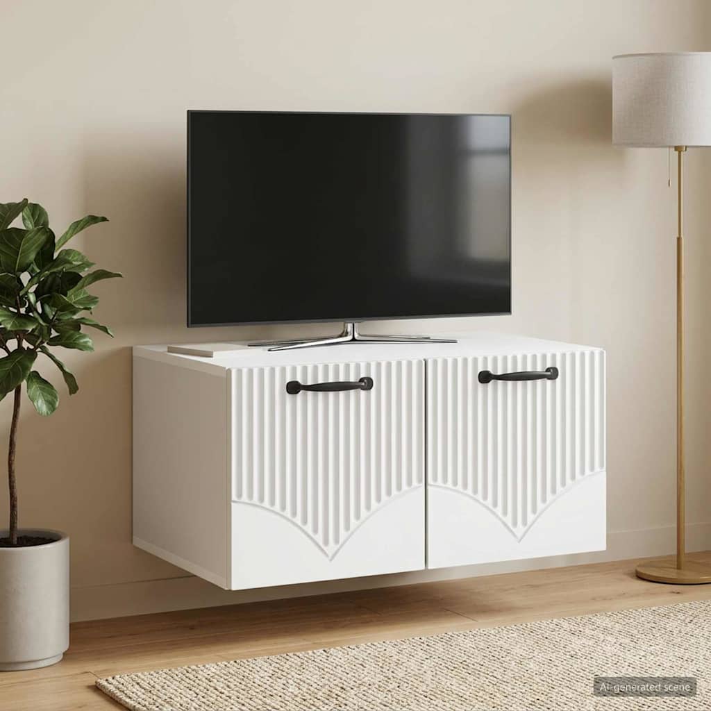 Væghængt TV-skab Hvid 59,5 x 41 x 30 cm Konstrueret træ
