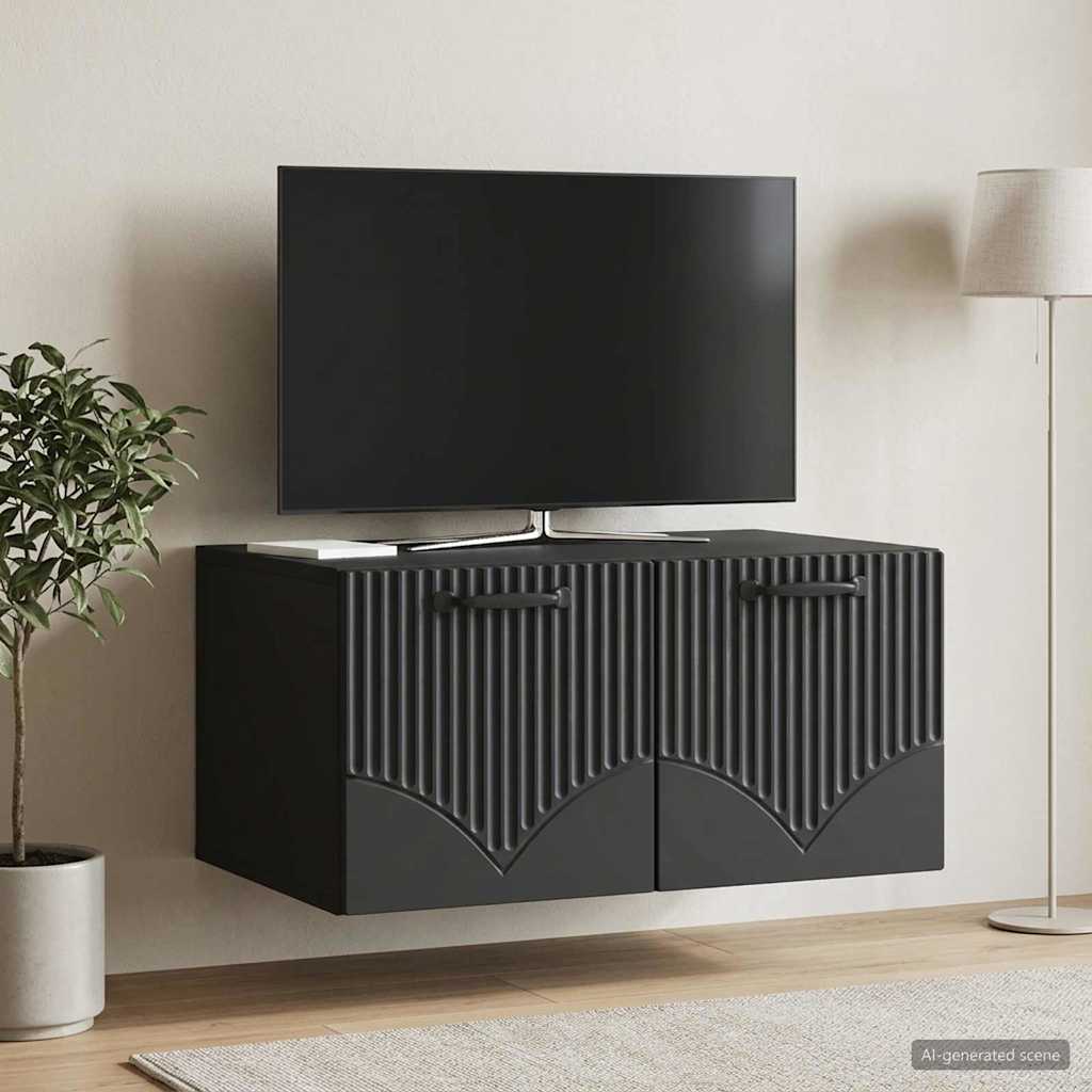 Væghængt TV-skab Sort 59,5 x 41 x 30 cm Konstrueret træ