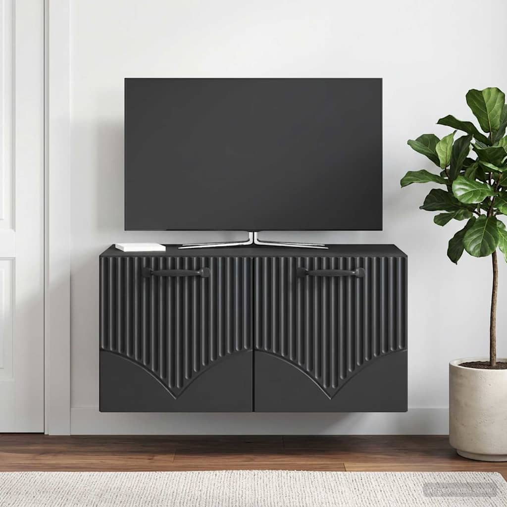 Væghængt TV-skab Sort 59,5 x 41 x 30 cm Konstrueret træ