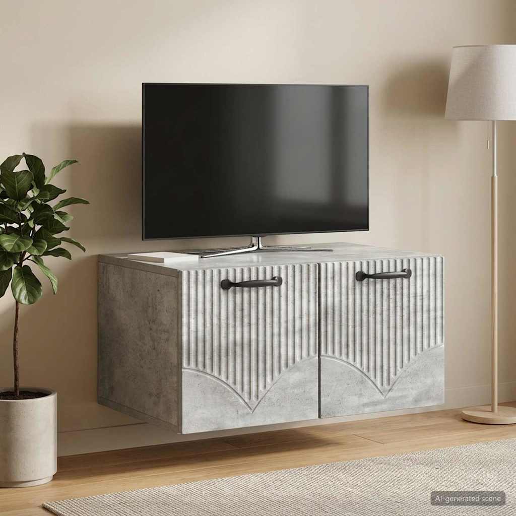 Væghængt TV-skab Betongrå 59,5 x 41 x 30 cm Konstrueret træ