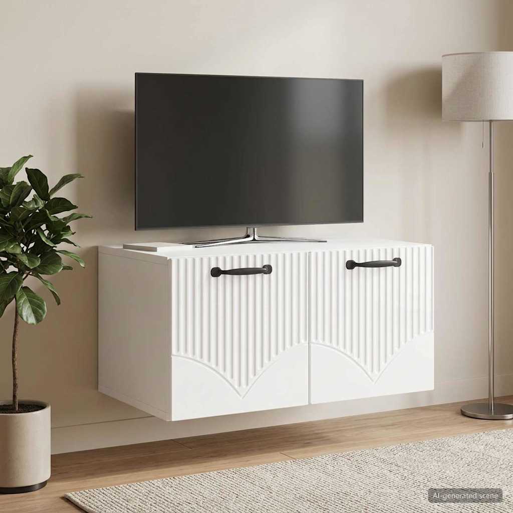 Væghængt TV-skab Vægmonteret Hvid højglans 59,5 x 41 x 30 cm