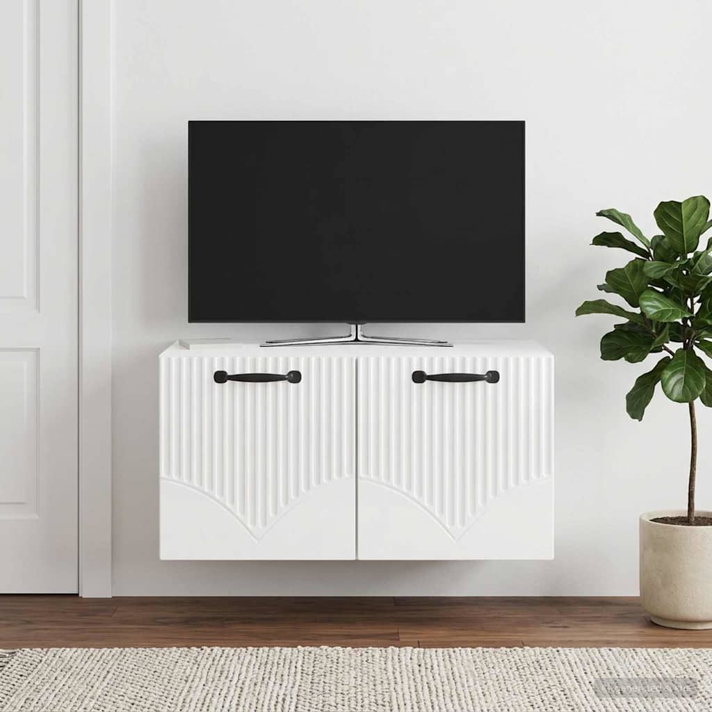 Væghængt TV-skab Vægmonteret Hvid højglans 59,5 x 41 x 30 cm