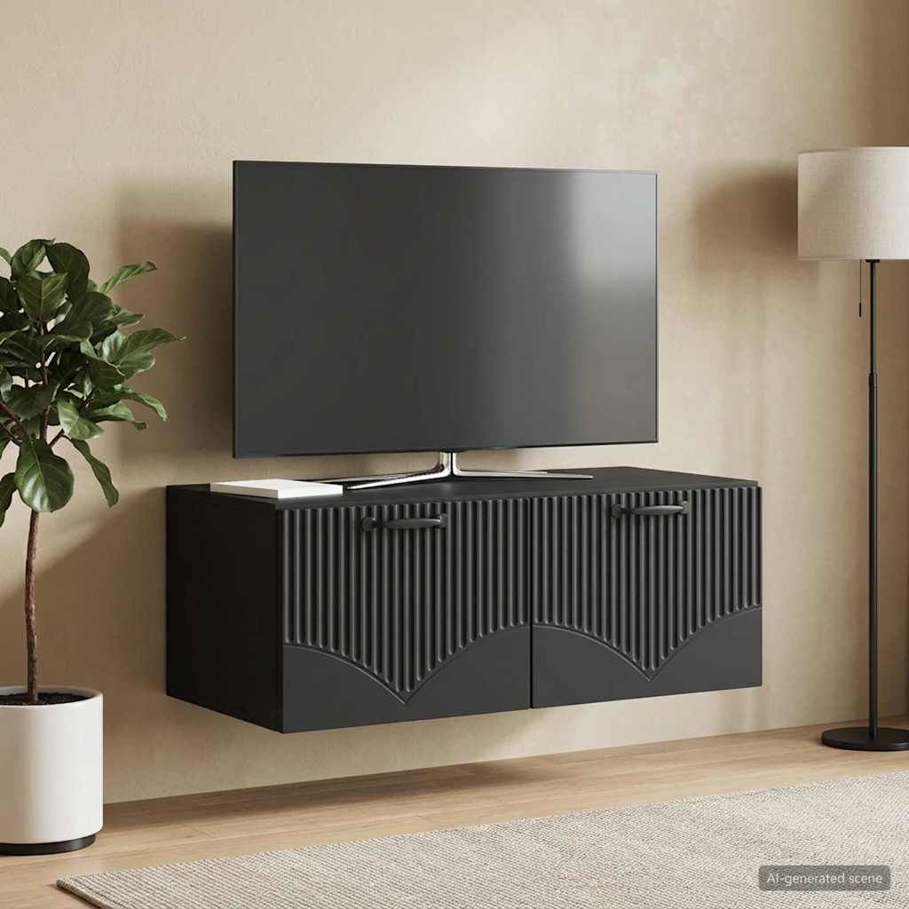 Væghængt TV-skab Sort 78,5 x 41 x 30 cm Konstrueret træ