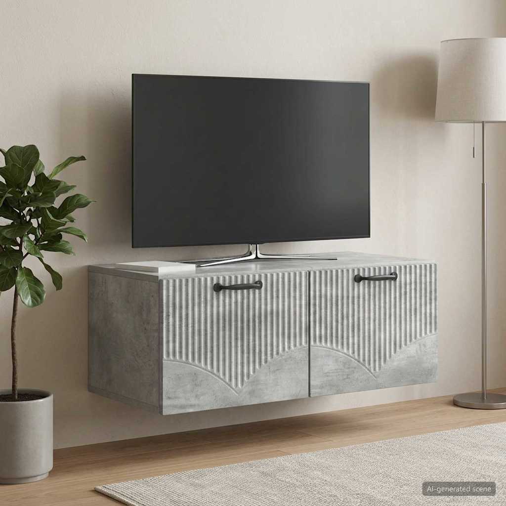 Væghængt TV-skab Betongrå 78,5 x 41 x 30 cm Konstrueret træ