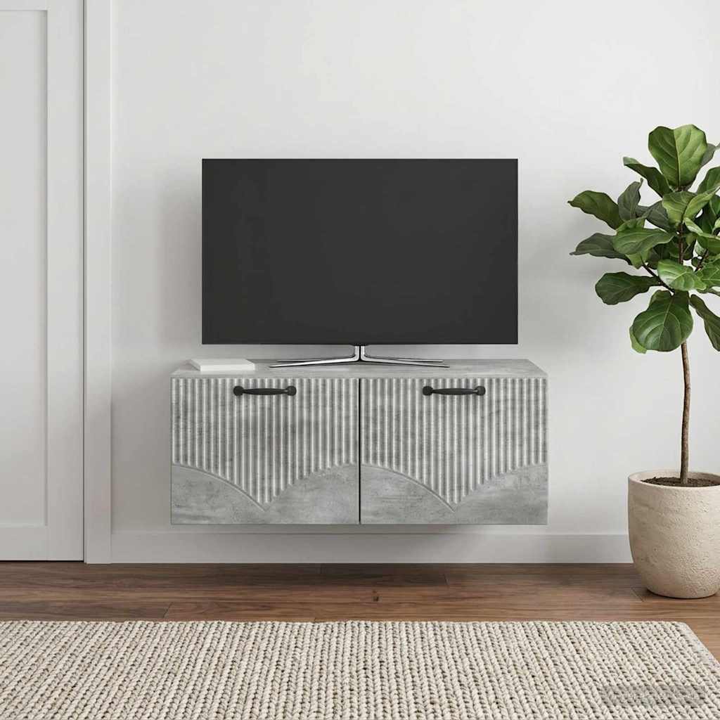 Væghængt TV-skab Betongrå 78,5 x 41 x 30 cm Konstrueret træ