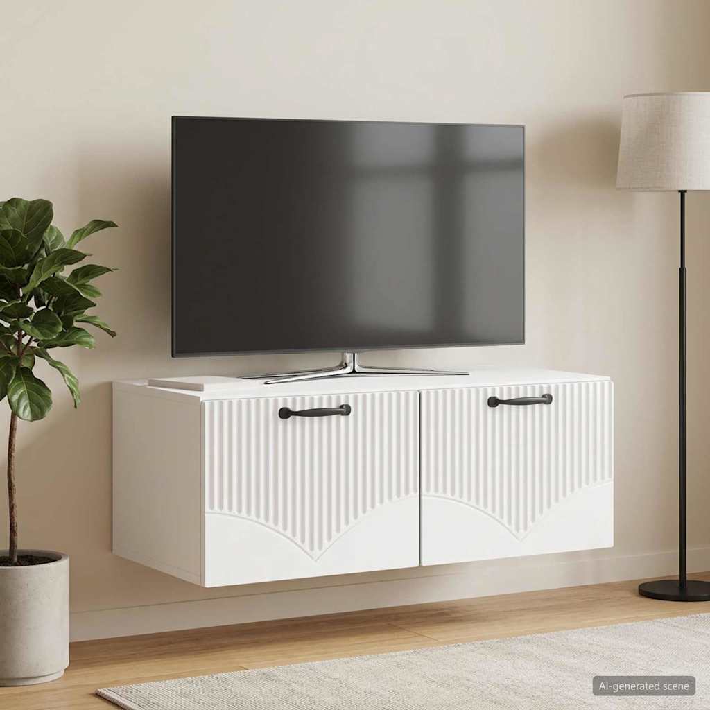 Væghængt TV-skab Vægmonteret Hvid højglans 78,5 x 41 x 30 cm