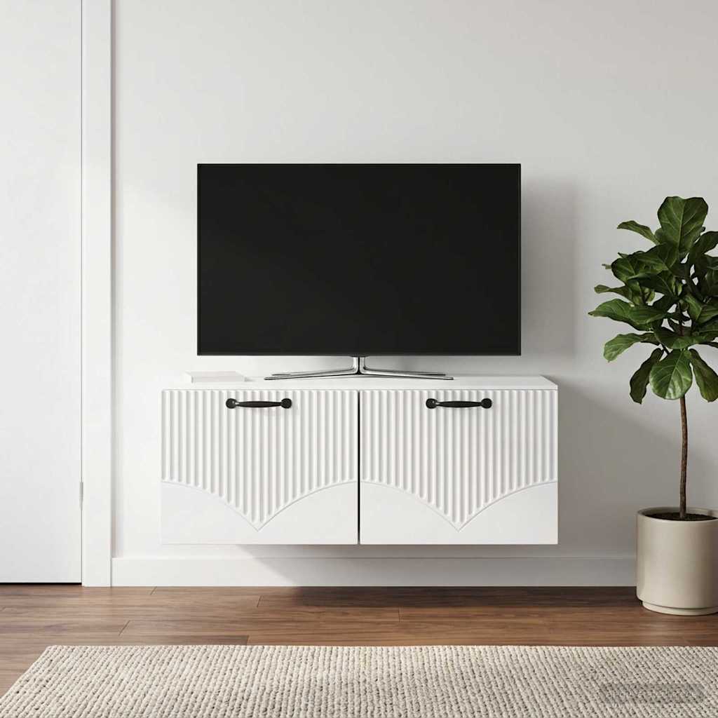 Væghængt TV-skab Vægmonteret Hvid højglans 78,5 x 41 x 30 cm