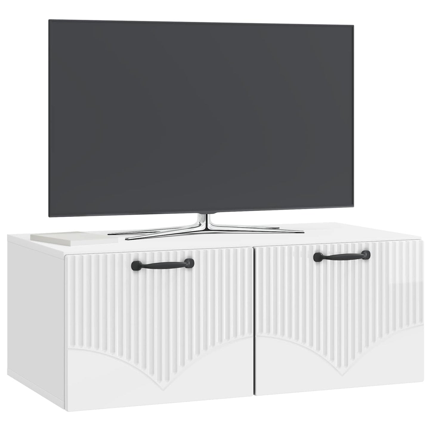 Væghængt TV-skab Vægmonteret Hvid højglans 78,5 x 41 x 30 cm