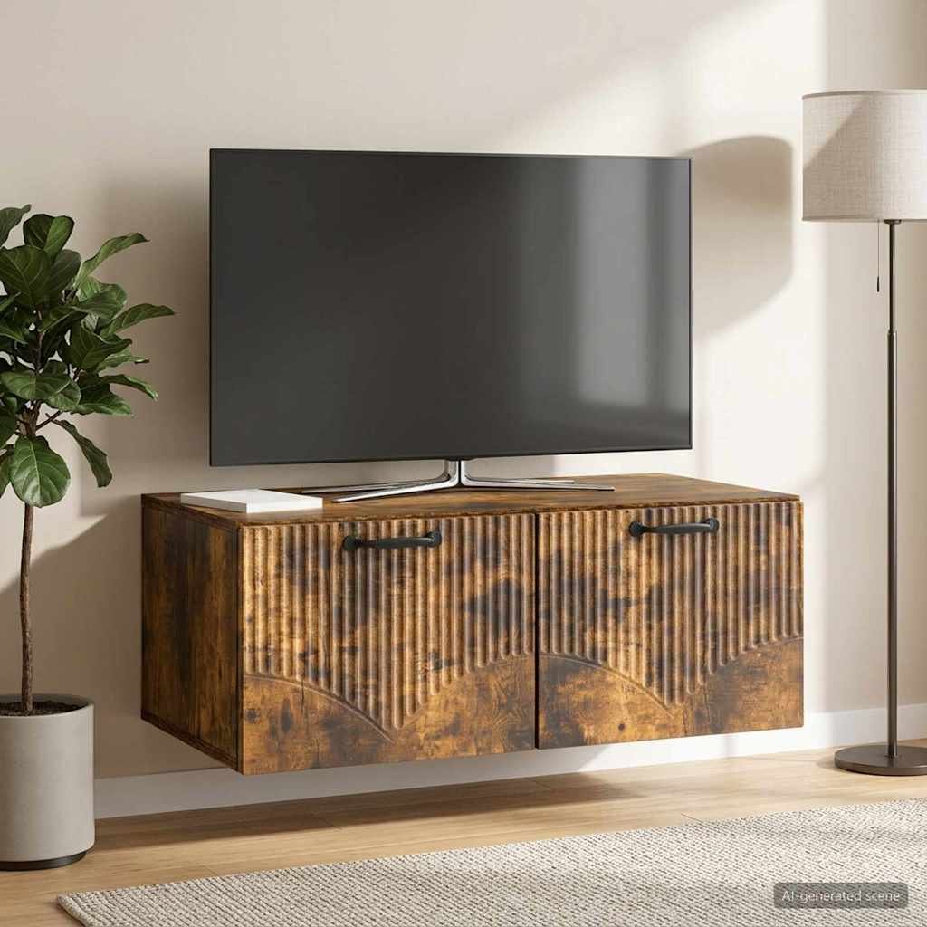 Væghængt TV-skab Røget eg 78,5 x 41 x 30 cm Konstrueret træ