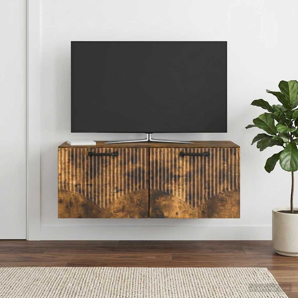 Væghængt TV-skab Røget eg 78,5 x 41 x 30 cm Konstrueret træ