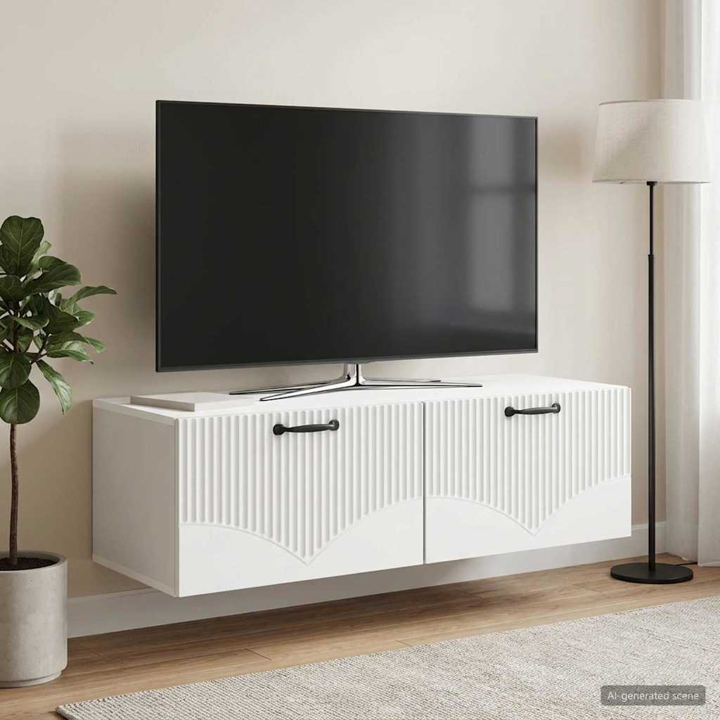 Væghængt TV-skab Hvid 98 x 41 x 30 cm Konstrueret træ