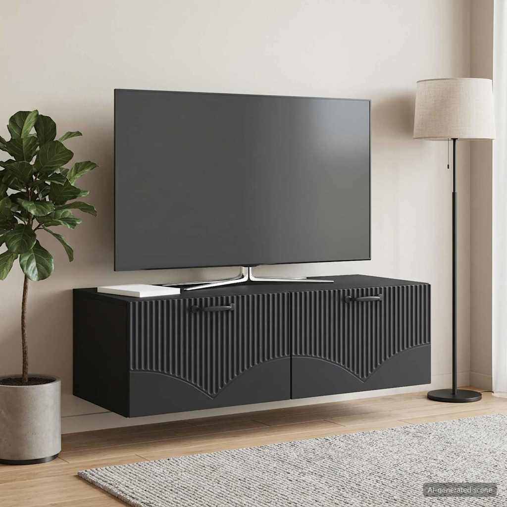 Væghængt TV-skab Sort 98 x 41 x 30 cm Konstrueret træ