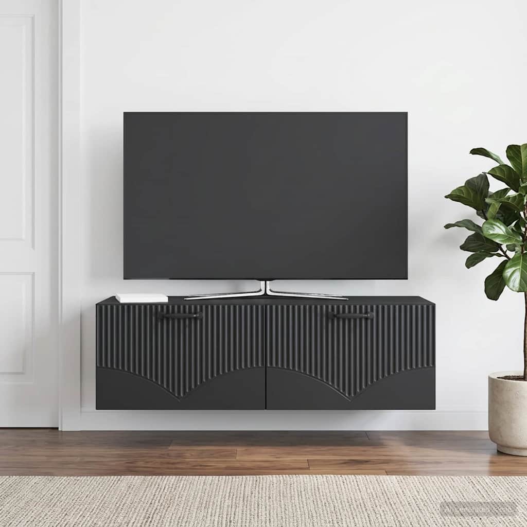 Væghængt TV-skab Sort 98 x 41 x 30 cm Konstrueret træ