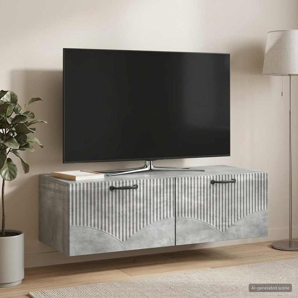 Væghængt TV-skab Betongrå 98 x 41 x 30 cm Konstrueret træ